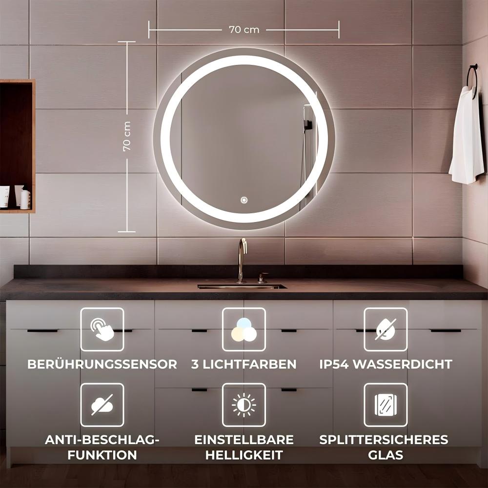 Round Anti-fog Bathroom Mirror With Lighting-X203 - Image 5