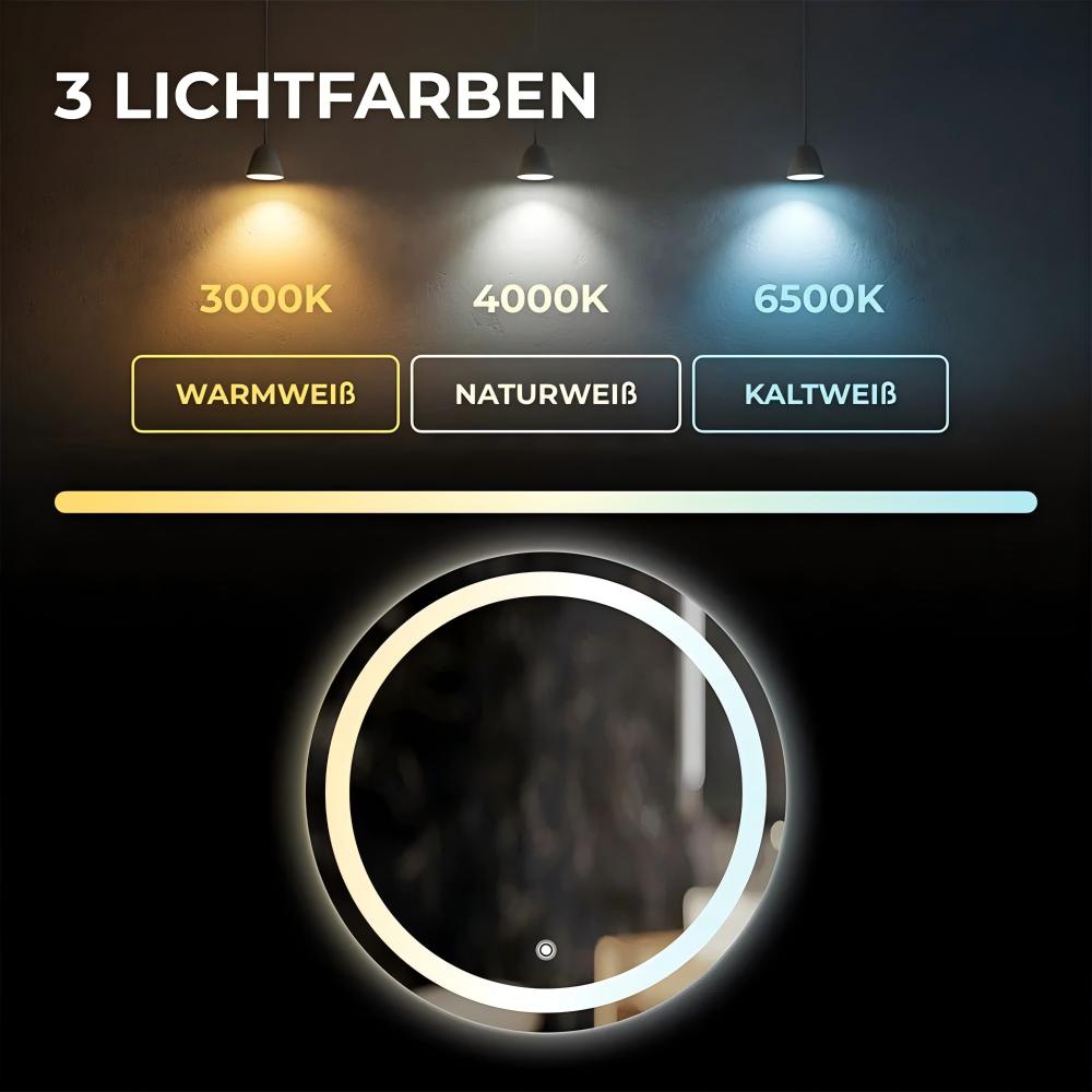 Round Anti-fog Bathroom Mirror With Lighting-X203 - Image 4